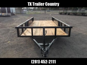 New 2025 J&C TRAILERS 83x16 Utility Trailer / Lowboy Trailer / 5ft Slide Out Stow Away Ramps / Heavy Duty Pipetop / Electric Brakes / 2" Bulldog Coupler