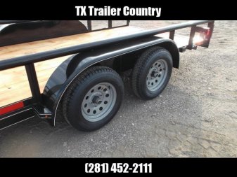 New 2025 J&C TRAILERS 83x16 Utility Trailer / Lowboy Trailer / 5ft Slide Out Stow Away Ramps / Heavy Duty Pipetop / Electric Brakes / 2" Bulldog Coupler