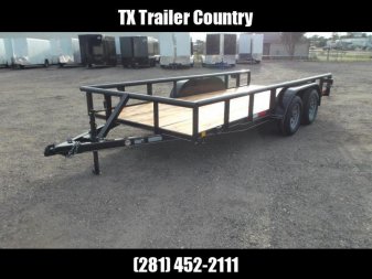 New 2025 J&C TRAILERS 83x16 Utility Trailer / Lowboy Trailer / 5ft Slide Out Stow Away Ramps / Heavy Duty Pipetop / Electric Brakes / 2" Bulldog Coupler