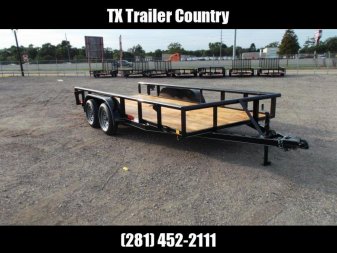 New 2025 J&C TRAILERS 83x16 Utility Trailer / Lowboy Trailer / 5ft Slide Out Stow Away Ramps / Heavy Duty Pipetop / Electric Brakes / 2" Bulldog Coupler