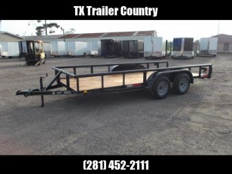New 2025 J&C TRAILERS 83x16 Utility Trailer / Lowboy Trailer / 5ft Slide Out Stow Away Ramps / Heavy Duty Pipetop / Electric Brakes / 2" Bulldog Coupler
