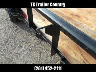 New 2025 J&C TRAILERS 83x16 Tandem Axle Utility Trailer / Lowboy Trailer / 5ft Slide Out Stow Away Ramps / Heavy Duty Pipetop / Electric Brakes / 2" Bulldog Coupler