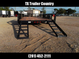New 2025 J&C TRAILERS 83x16 Tandem Axle Utility Trailer / Lowboy Trailer / 5ft Slide Out Stow Away Ramps / Heavy Duty Pipetop / Electric Brakes / 2" Bulldog Coupler