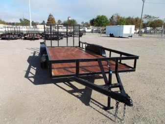 New 2025 J&C TRAILERS 83x16 Tandem Axle Utility Trailer / Lowboy Trailer / 4ft Ramp Gate / 2" Bulldog Coupler