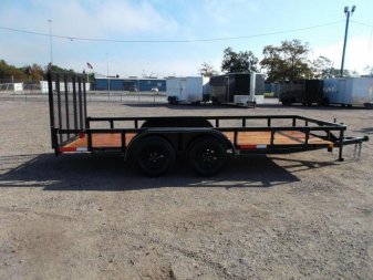 New 2025 J&C TRAILERS 83x16 Tandem Axle Utility Trailer / Lowboy Trailer / 4ft Ramp Gate / 2" Bulldog Coupler