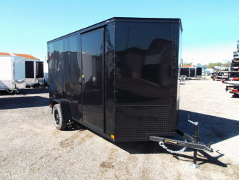 New 2025 COVERED WAGON TRAILERS 6x12 SA Cargo / Enclosed Trailer / 6'6" Interior Height / Extra Wide Ramp Gate / RV Side Door / .030 Black Semi-Screwless Exterior / Black Out Package