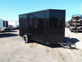 New 2025 COVERED WAGON TRAILERS 6x12 SA Cargo / Enclosed Trailer / 6'6" Interior Height / Extra Wide Ramp Gate / RV Side Door / .030 Black Semi-Screwless Exterior / Black Out Package