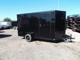 New 2025 COVERED WAGON TRAILERS 6x12 SA Cargo / Enclosed Trailer / 6'6" Interior Height / Extra Wide Ramp Gate / RV Side Door / .030 Black Semi-Screwless Exterior / Black Out Package
