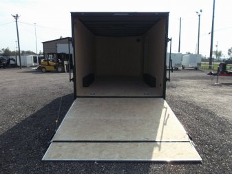 New 2025 COVERED WAGON TRAILERS 8.5x16 Cargo Trailer / Car Hauler / 5200# Axles / 7ft Interior Height / 48" RV Side Door / Bed Lined RV Step / .030 Silver Semi-Screwless Exterior / 60" Triple Tube Tongue / Extra Wide Ramp / Black Out Package