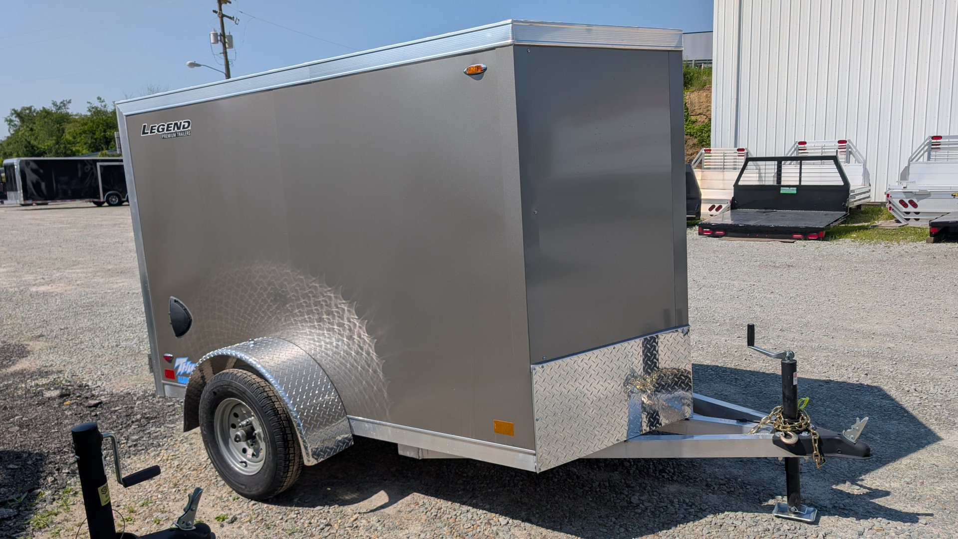 New 2026 LEGEND 5x8 + 1' V-Nose Thunder Enclosed Cargo Trailer w/ Barn Door