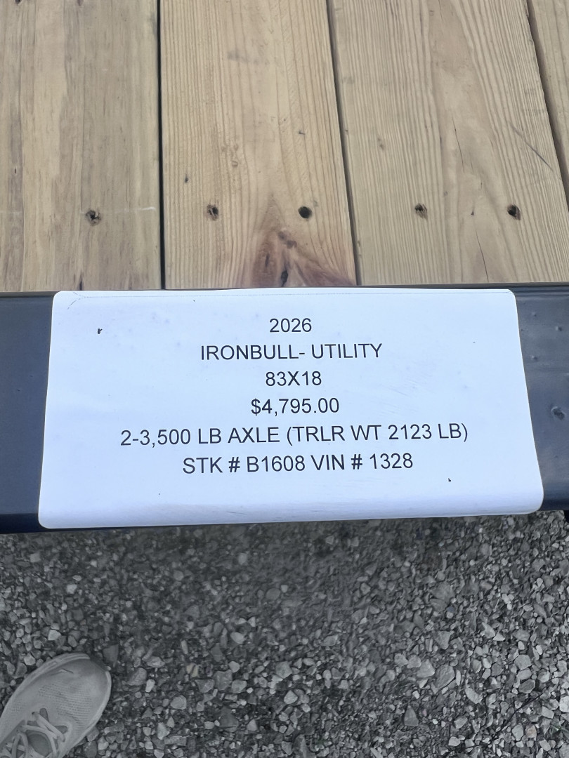 New 2026 IRON BULL 83X18 UTILITY TRAILER W/TANDEM AXLES AND 2 BRAKES