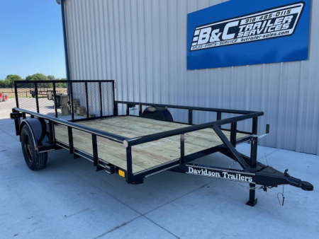 New 2025 DAVIDSON 83X12 PIPE TOP SINGLE AXLE UTILITY W/36" GATE, DOVE TAIL