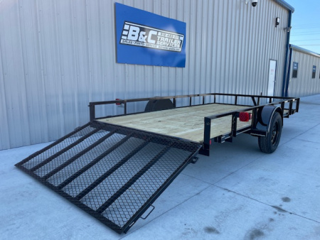 New 2025 DAVIDSON 83X14 SINGLE AXLE ANGLE TOP UTILITY TRAILER W/ 4' GATE