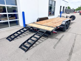New 83X20 (18+2) 10K EQUIPMENT TRAILER W/SLIDE  IN RAMPS -BLACK