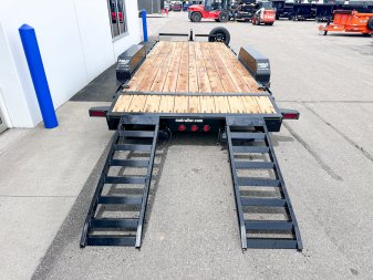 New 83X20 (18+2) 10K EQUIPMENT TRAILER W/SLIDE  IN RAMPS -BLACK
