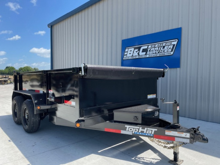 New 2025 TOP HAT 77X12 BUMPER PULL DUMP TRAILER , 2' WALLS, (2)5200LB TANDEM AXLES, GVWR 9900LBS