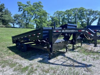 New 2026 IRON BULL 83 X 16 GOOSENECK DUMP TRAILER W/ TELESCOPIC HOIST