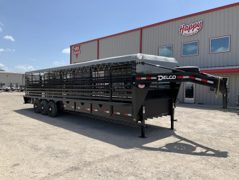 2025 Delco 6'8"x32' GN Bar Top Livestock Trailer - B8 Cattleman