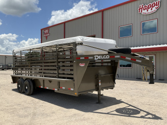 2025 Delco 6'8"x20' GN Bar Top Livestock Trailer - B8 Cattleman