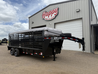 2025 Delco 6'8"x20' GN Bar Top Livestock Trailer - B8 Cattleman