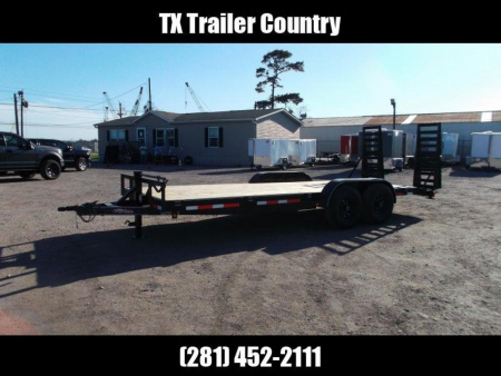 New 2025 J&C TRAILERS 83x20 Heavy Duty 14K Car Hauler / Equipment Trailer / Flat Deck / 7000# Axles / 10K Jack / 2ft Dovetail / 5ft HD Stand Up Ramps