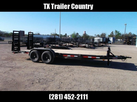 New 2025 J&C TRAILERS 83x20 Heavy Duty 14K Car Hauler / Equipment Trailer / Flat Deck / 7000# Axles / 10K Jack / 2ft Dovetail / 5ft HD Stand Up Ramps