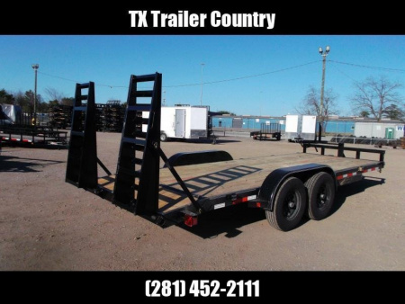 New 2025 J&C TRAILERS 83x20 Heavy Duty 14K Car Hauler / Equipment Trailer / Flat Deck / 7000# Axles / 10K Jack / 2ft Dovetail / 5ft HD Stand Up Ramps