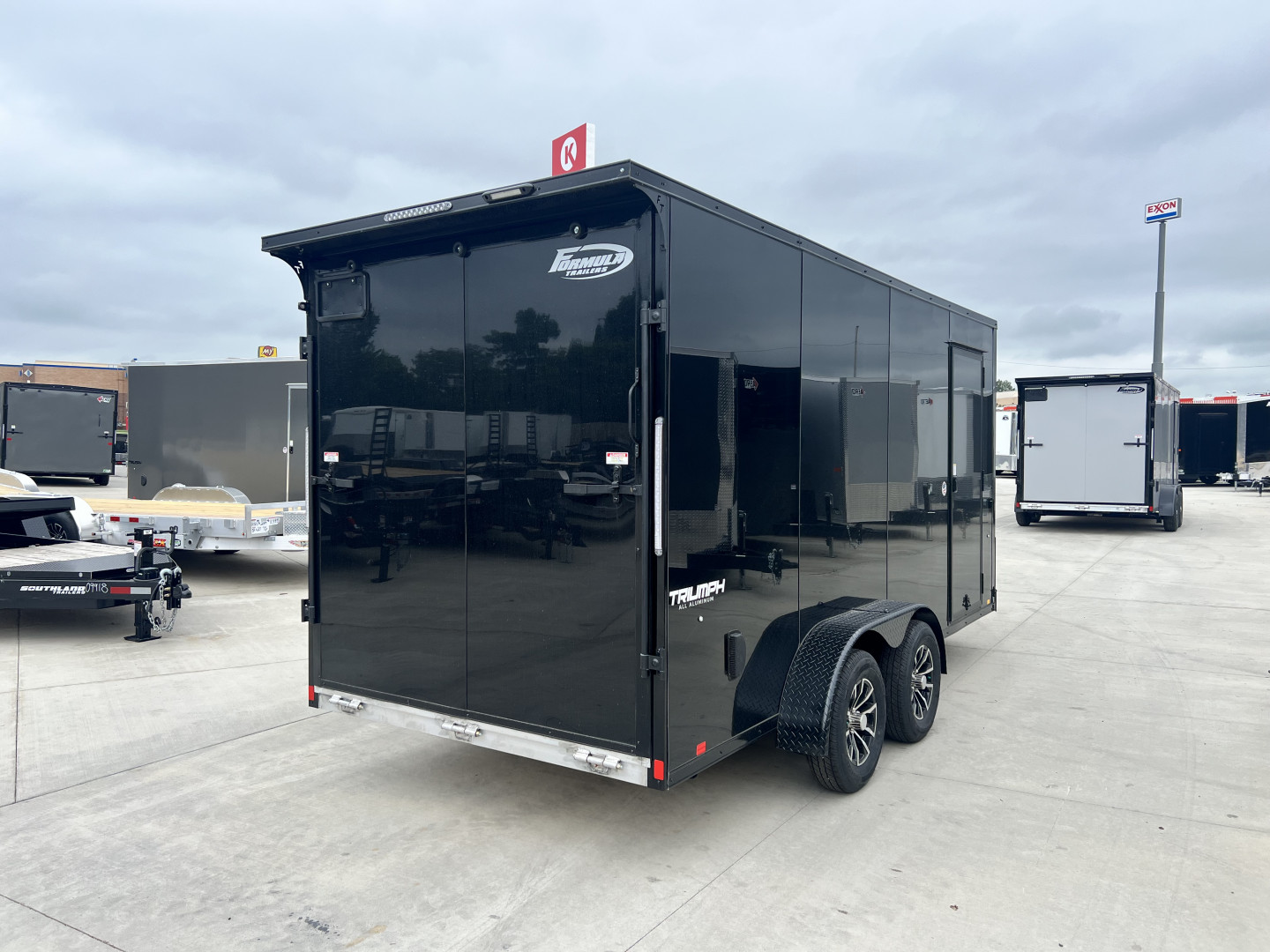 New NEW 2026 Formula 7x16 +V Triumph ALL ALUMINUM, WHITE Interior, QUALITY, 88” TALL BLACKOUT Edition Ramp 86” dr opening Enclosed Cargo Trailer