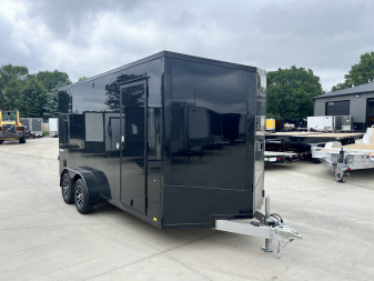 New NEW 2026 Formula 7x16 +V Triumph ALL ALUMINUM, WHITE Interior, QUALITY, 88” TALL BLACKOUT Edition Ramp 86” dr opening Enclosed Cargo Trailer