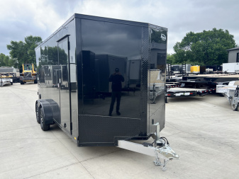 New NEW 2026 Formula 7x16 +V Triumph ALL ALUMINUM, WHITE Interior, QUALITY, 88” TALL BLACKOUT Edition Ramp 86” dr opening Enclosed Cargo Trailer