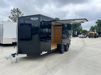 New NEW 2026 Formula 7x16 +V Triumph ALL ALUMINUM, WHITE Interior, QUALITY, 88” TALL BLACKOUT Edition Ramp 86” dr opening Enclosed Cargo Trailer