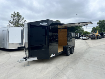 New NEW 2026 Formula 7x16 +V Triumph ALL ALUMINUM, WHITE Interior, QUALITY, 88” TALL BLACKOUT Edition Ramp 86” dr opening Enclosed Cargo Trailer