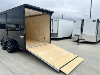 New NEW 2026 Formula 7x16 +V Triumph ALL ALUMINUM, WHITE Interior, QUALITY, 88” TALL BLACKOUT Edition Ramp 86” dr opening Enclosed Cargo Trailer