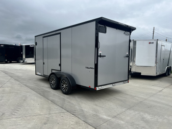 New NEW 2026 Formula 7x16 +V Triumph ALL ALUMINUM, WHITE Interior, QUALITY, 88” TALL BLACKOUT Edition Ramp 86” dr opening Enclosed Cargo Trailer