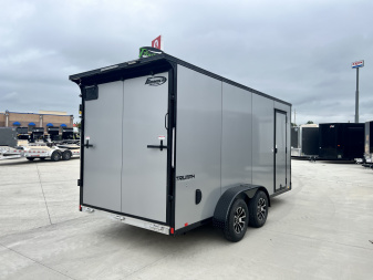 New NEW 2026 Formula 7x16 +V Triumph ALL ALUMINUM, WHITE Interior, QUALITY, 88” TALL BLACKOUT Edition Ramp 86” dr opening Enclosed Cargo Trailer