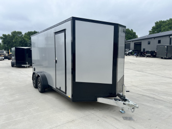New NEW 2026 Formula 7x16 +V Triumph ALL ALUMINUM, WHITE Interior, QUALITY, 88” TALL BLACKOUT Edition Ramp 86” dr opening Enclosed Cargo Trailer
