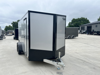 New NEW 2026 Formula 7x16 +V Triumph ALL ALUMINUM, WHITE Interior, QUALITY, 88” TALL BLACKOUT Edition Ramp 86” dr opening Enclosed Cargo Trailer