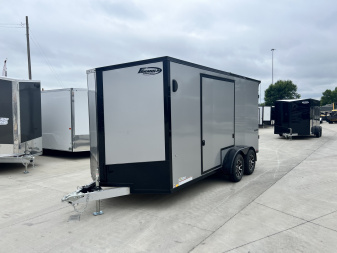 New NEW 2026 Formula 7x16 +V Triumph ALL ALUMINUM, WHITE Interior, QUALITY, 88” TALL BLACKOUT Edition Ramp 86” dr opening Enclosed Cargo Trailer
