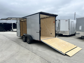 New NEW 2026 Formula 7x16 +V Triumph ALL ALUMINUM, WHITE Interior, QUALITY, 88” TALL BLACKOUT Edition Ramp 86” dr opening Enclosed Cargo Trailer