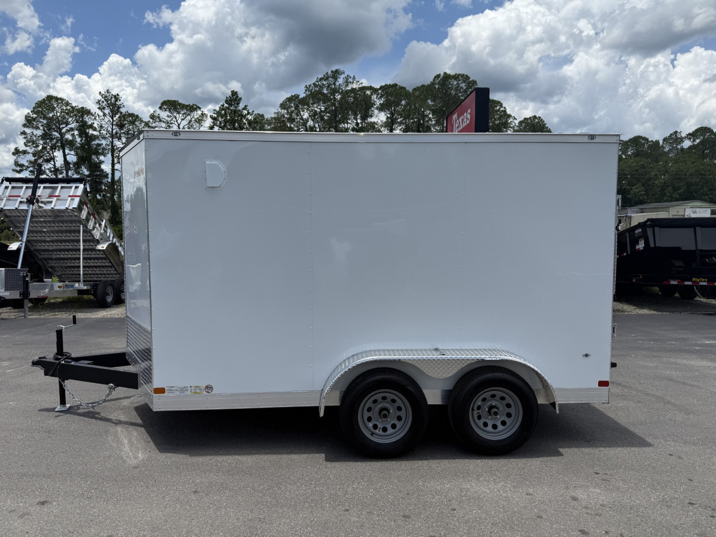 New TX7X12TA2 TEXAS TRAILERS 7' X 12' CARGO / ENCLOSED TRAILER W/ REAR RAMP DOOR & SIDE DOOR