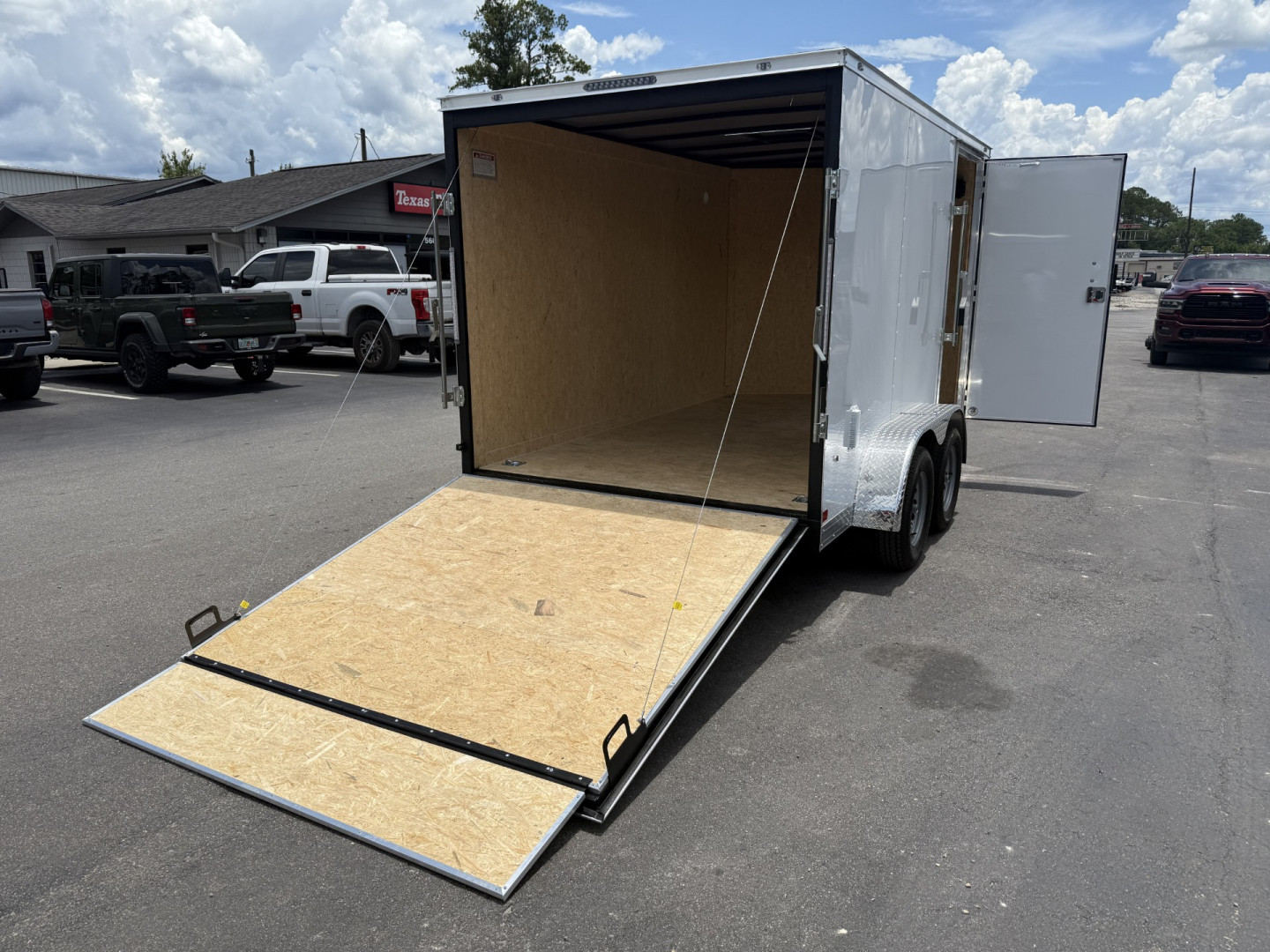 New TX7X12TA2 TEXAS TRAILERS 7' X 12' CARGO / ENCLOSED TRAILER W/ REAR RAMP DOOR & SIDE DOOR