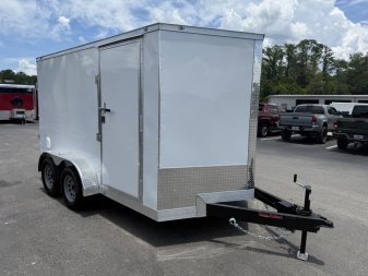 New TX7X12TA2 TEXAS TRAILERS 7' X 12' CARGO / ENCLOSED TRAILER W/ REAR RAMP DOOR & SIDE DOOR