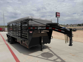 New 2025 Delco 6'8"x20' GN Bar Top Livestock Trailer - B8 Cattleman