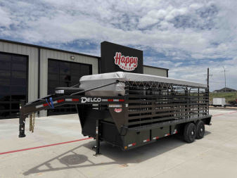 New 2025 Delco 6'8"x20' GN Bar Top Livestock Trailer - B8 Cattleman