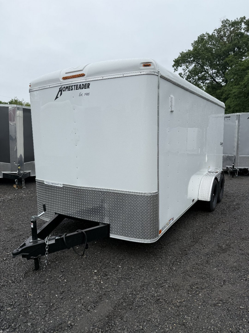 New 2025 Homesteader 7x16 Cargo Trailer - Swing Door - WHITE
