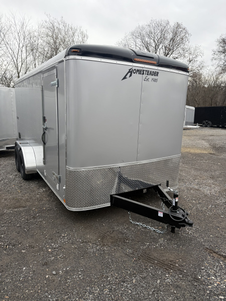 New 2026 Homesteader - 7x16 RAMP Door -SILVER - 5.2k Axles - POLYCOR