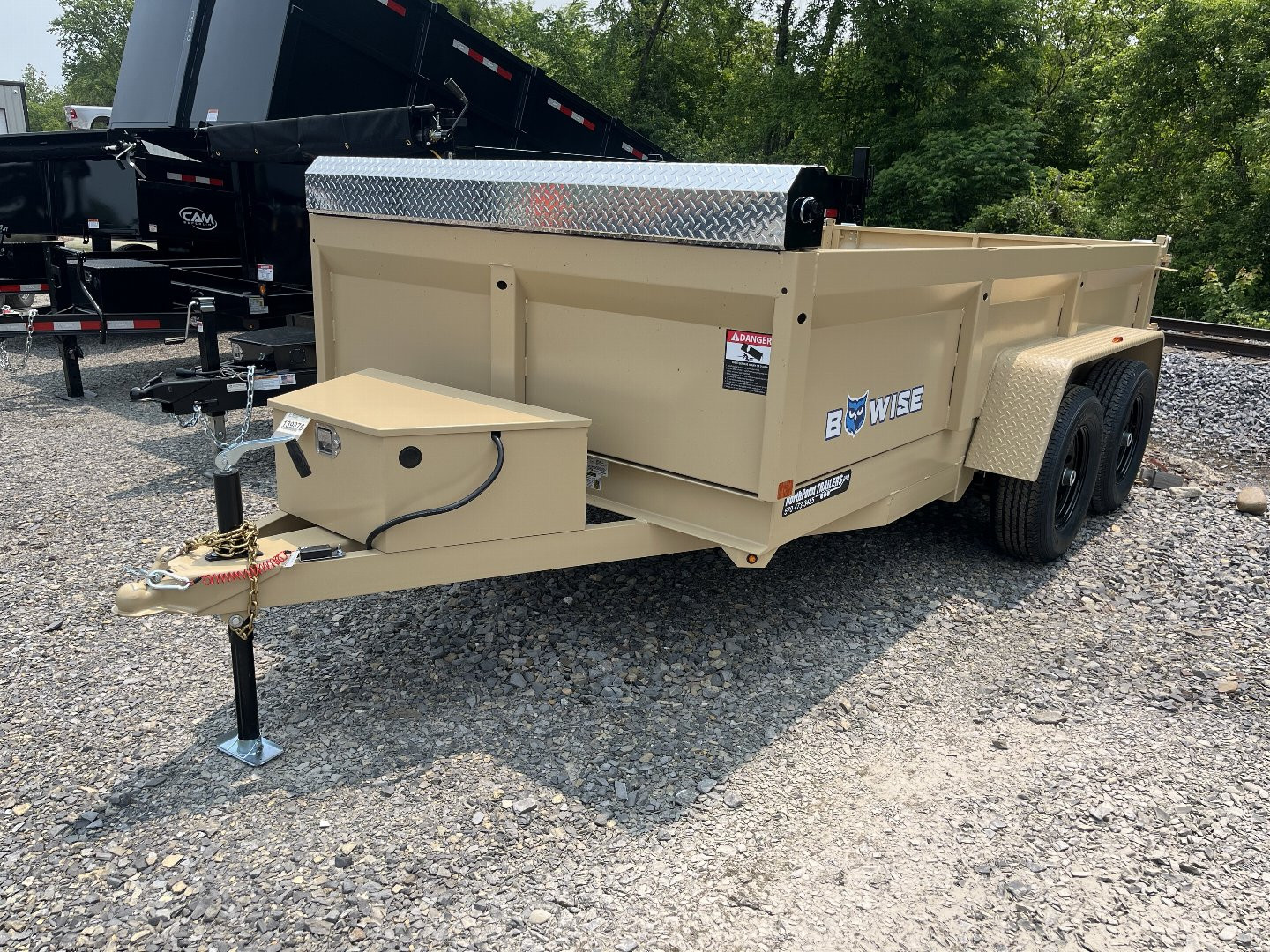 New 2026 BWise 6x12 10K Dump Trailer w/ Ramps & Tarp Kit - Desert Tan