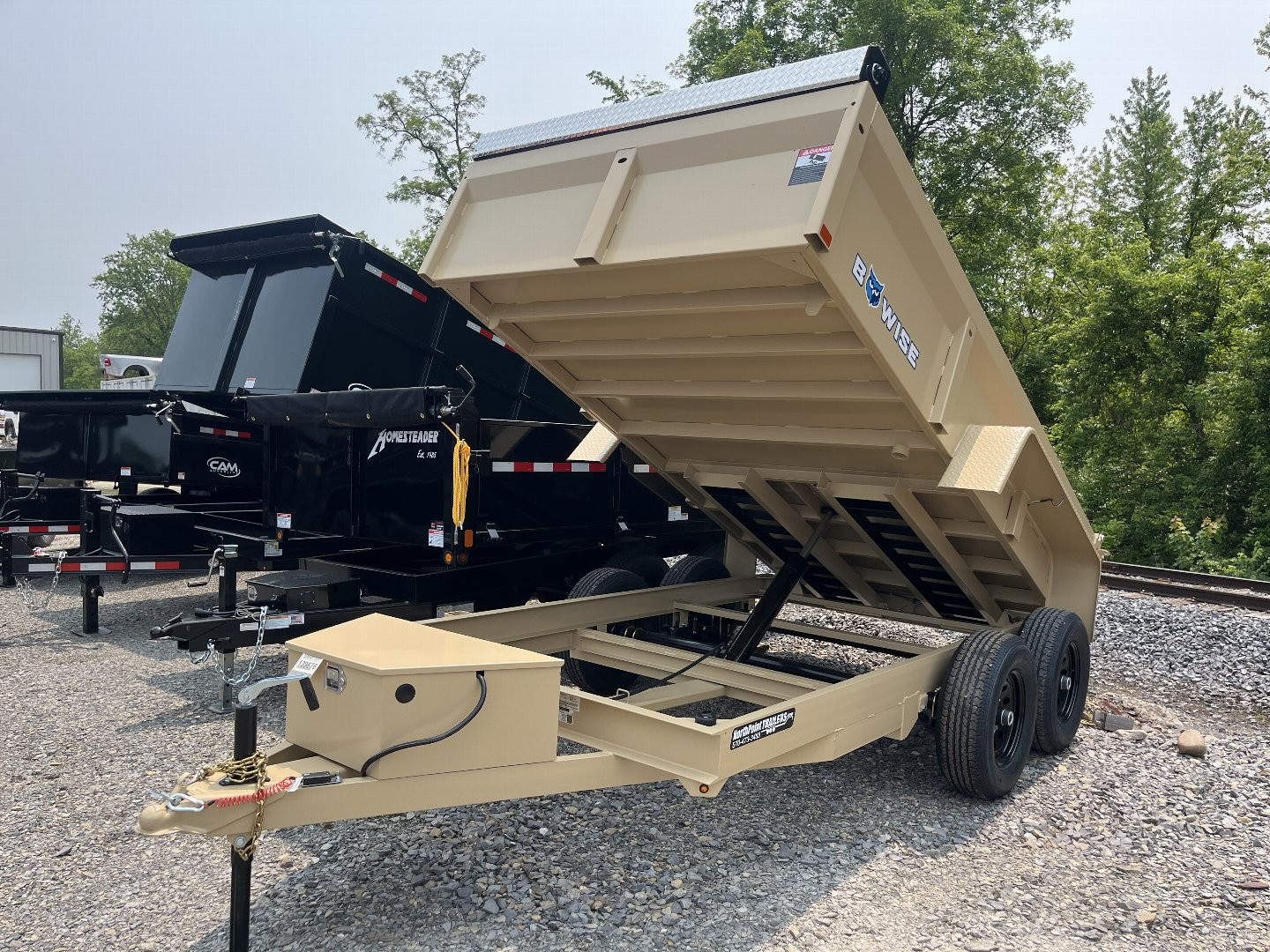 New 2026 BWise 6x12 10K Dump Trailer w/ Ramps & Tarp Kit - Desert Tan