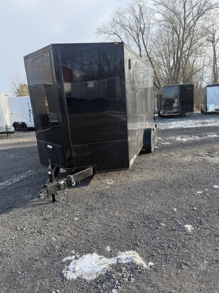 New 2026 Homeseader 7x16IH V-Nose - HD PACKAGE - 7' Interior - BLACK POLYCOR - BLACKOUT - REAR SPOILER