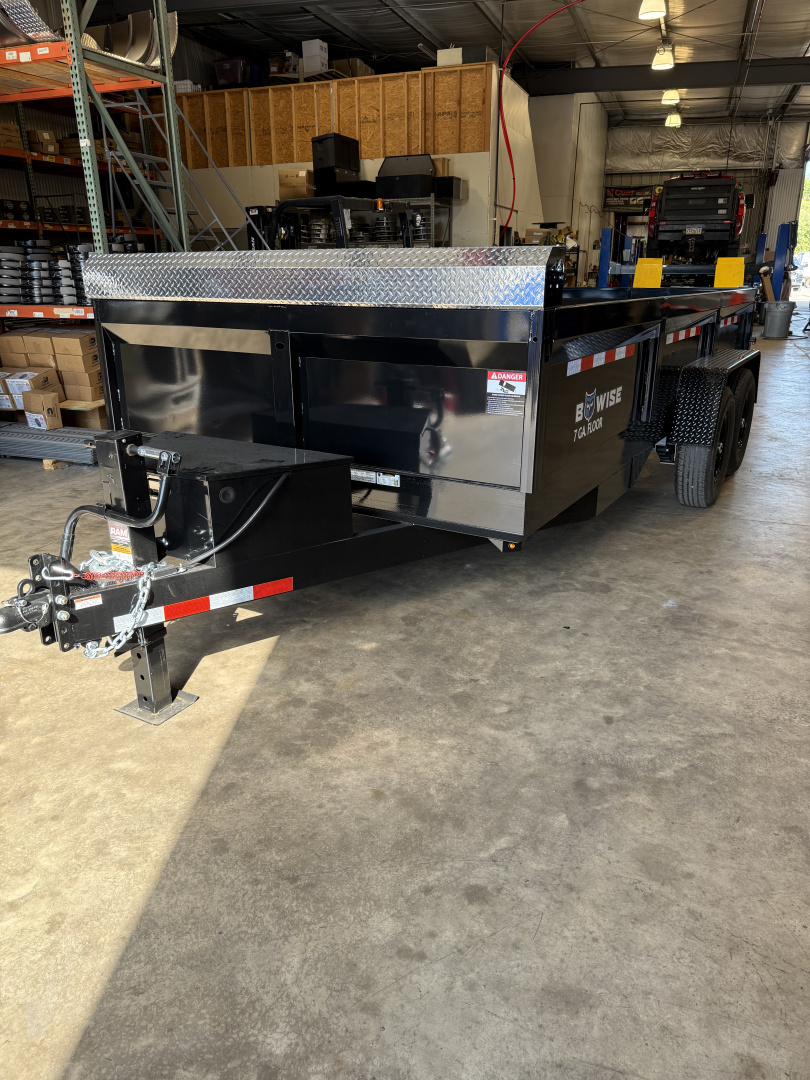 New 2026 BWISE 7x16 -14K Dump Trailer - BLACK - RAMPS - TARP KIT